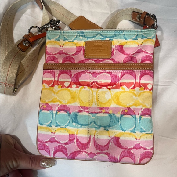 Coach Hampton Scribble Stripe Swingpack Crossbody Bag Purse - Picture 13 of 15